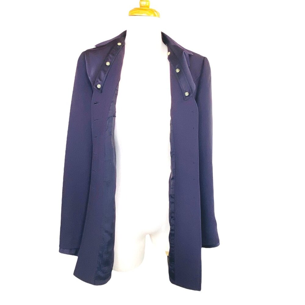 Albert NiponTuxedo Pant Suit Vintage 90s Plum Sz 8 Removable Satin Collar & Cuff - Picture 8 of 11